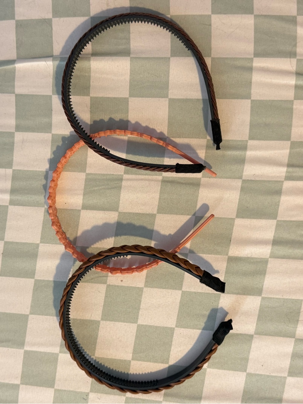 Kids Braided Headband Set - Peach and Brown